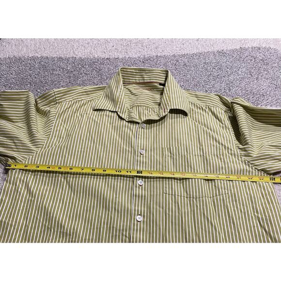Tommy Bahama Indigo Palms Denim Mens XL Button Up Shirt Chartreuse White Stripes - Picture 3 of 10